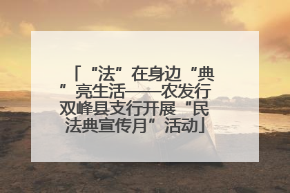 “法”在身边“典”亮生活——农发行双峰县支行开展“民法典宣传月”活动