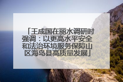 王成国在丽水调研时强调：以更高水平安全和法治环境服务保障山区海岛县高质量发展