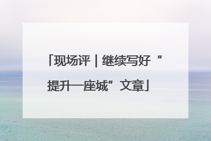 现场评｜继续写好“提升一座城”文章