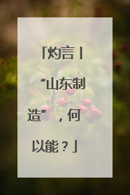 灼言丨“山东制造”，何以能？