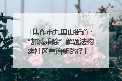 焦作市九里山街道：“加减乘除”解题法构建社区善治新路径