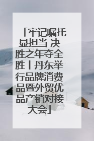 牢记嘱托显担当 决胜之年夺全胜丨丹东举行品牌消费品暨外贸优品产销对接大会