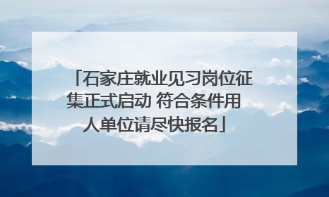 石家庄就业见习岗位征集正式启动 符合条件用人单位请尽快报名