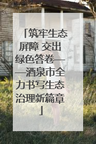 筑牢生态屏障 交出绿色答卷——酒泉市全力书写生态治理新篇章