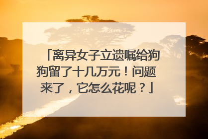 离异女子立遗嘱给狗狗留了十几万元！问题来了，它怎么花呢？
