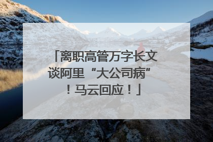 离职高管万字长文谈阿里“大公司病”！马云回应！