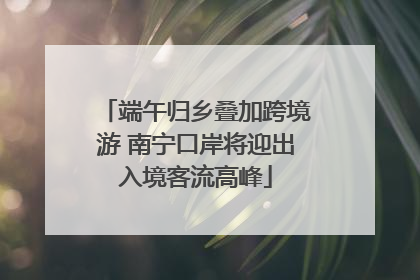 端午归乡叠加跨境游 南宁口岸将迎出入境客流高峰