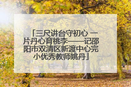 三尺讲台守初心 一片丹心育桃李——记邵阳市双清区新渡中心完小优秀教师姚丹