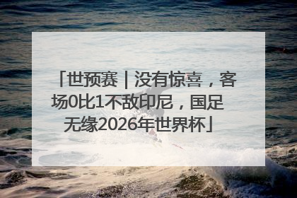 世预赛｜没有惊喜，客场0比1不敌印尼，国足无缘2026年世界杯