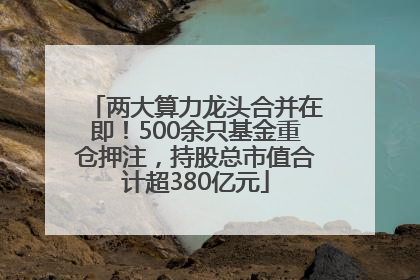 两大算力龙头合并在即！500余只基金重仓押注，持股总市值合计超380亿元