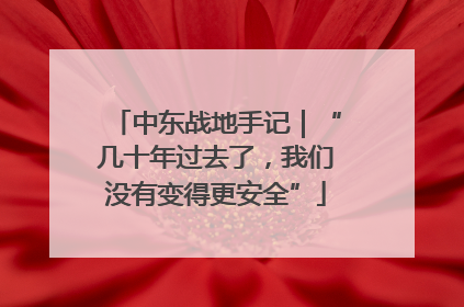 中东战地手记｜“几十年过去了，我们没有变得更安全”
