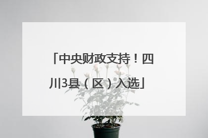 中央财政支持！四川3县（区）入选