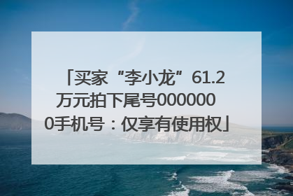 买家“李小龙”61.2万元拍下尾号0000000手机号：仅享有使用权