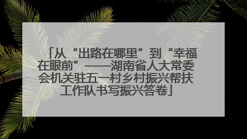 从“出路在哪里”到“幸福在眼前”——湖南省人大常委会机关驻五一村乡村振兴帮扶工作队书写振兴答卷