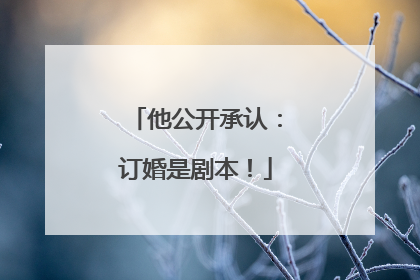 他公开承认：订婚是剧本！