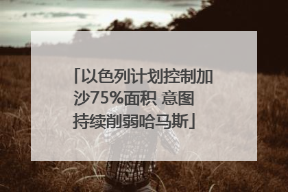 以色列计划控制加沙75%面积 意图持续削弱哈马斯