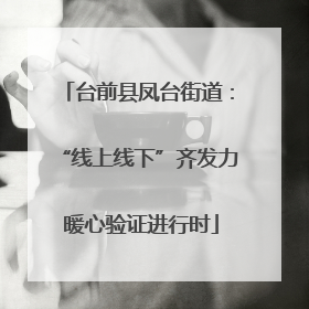 台前县凤台街道：“线上线下”齐发力 暖心验证进行时