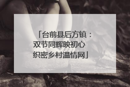 台前县后方镇：双节同辉映初心 织密乡村温情网