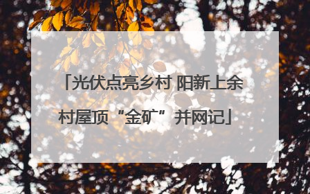 光伏点亮乡村 阳新上余村屋顶“金矿”并网记