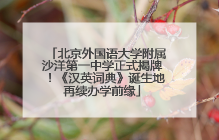 北京外国语大学附属沙洋第一中学正式揭牌！《汉英词典》诞生地再续办学前缘