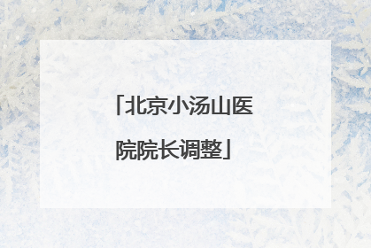 北京小汤山医院院长调整