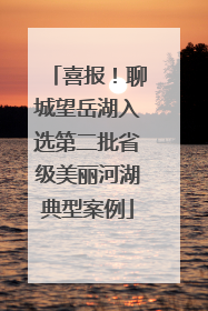 喜报！聊城望岳湖入选第二批省级美丽河湖典型案例