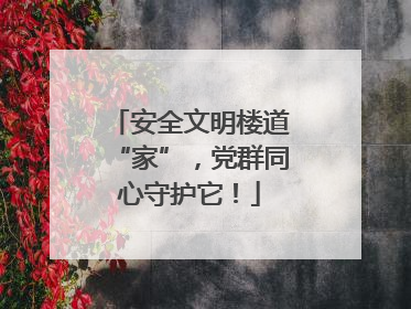 安全文明楼道“家”，党群同心守护它！