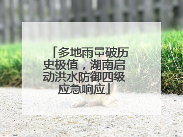 多地雨量破历史极值，湖南启动洪水防御四级应急响应