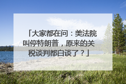 大家都在问：美法院叫停特朗普，原来的关税谈判都白谈了？