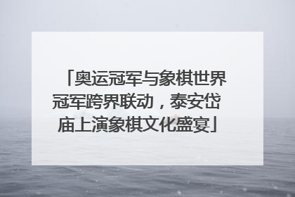 奥运冠军与象棋世界冠军跨界联动，泰安岱庙上演象棋文化盛宴