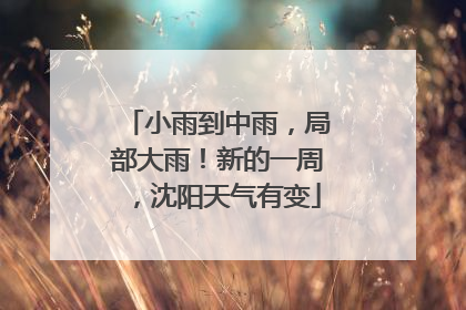 小雨到中雨，局部大雨！新的一周，沈阳天气有变