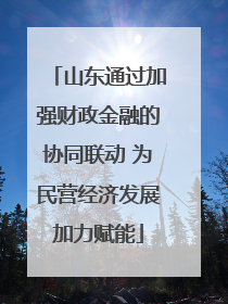 山东通过加强财政金融的协同联动 为民营经济发展加力赋能