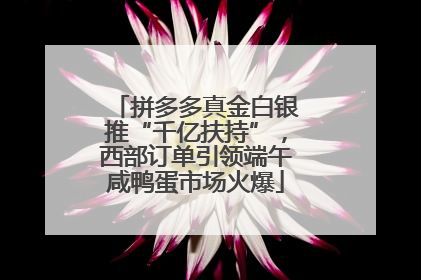 拼多多真金白银推“千亿扶持”，西部订单引领端午咸鸭蛋市场火爆