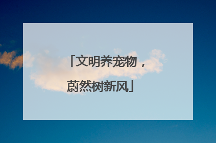 文明养宠物，蔚然树新风