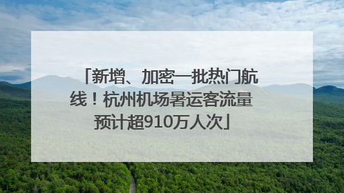 新增、加密一批热门航线！杭州机场暑运客流量预计超910万人次