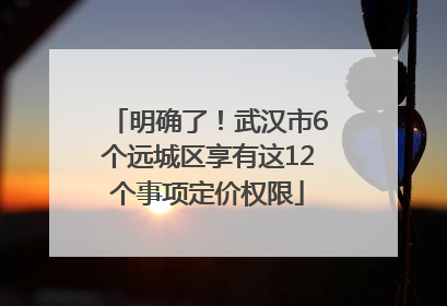 明确了！武汉市6个远城区享有这12个事项定价权限