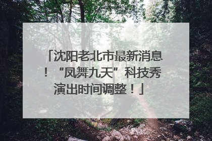 沈阳老北市最新消息！“凤舞九天”科技秀演出时间调整！
