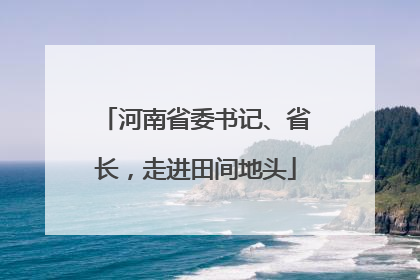 河南省委书记、省长，走进田间地头