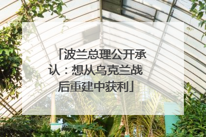 波兰总理公开承认：想从乌克兰战后重建中获利