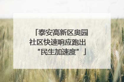泰安高新区奥园社区快速响应跑出“民生加速度”