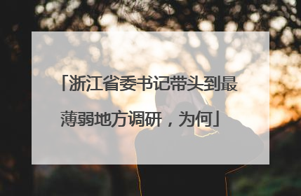 浙江省委书记带头到最薄弱地方调研，为何