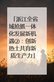浙江全省域抢抓一体化发展新机遇②：创新热土共育新质生产力