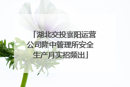 湖北交投襄阳运营公司隆中管理所安全生产月实招频出