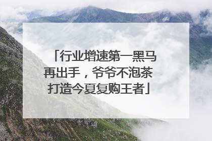 行业增速第一黑马再出手，爷爷不泡茶打造今夏复购王者