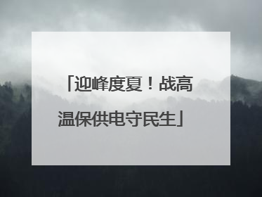迎峰度夏！战高温保供电守民生