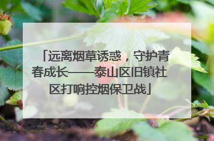 远离烟草诱惑，守护青春成长——泰山区旧镇社区打响控烟保卫战
