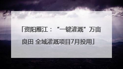 资阳雁江：“一键灌溉”万亩良田 全域灌溉项目7月投用