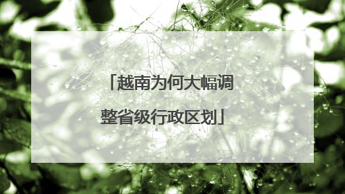 越南为何大幅调整省级行政区划