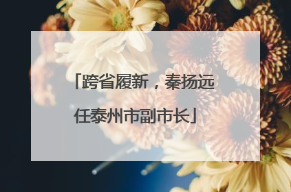 跨省履新，秦扬远任泰州市副市长