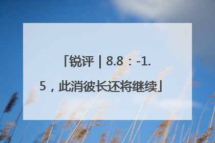 锐评｜8.8：-1.5，此消彼长还将继续